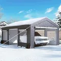 GARTOO 12x20 heavy duty carport with galvanized frame and waterproof canopy cover