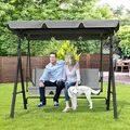 GARTOO gray 3-seat patio swing chair with adjustable steel-frame canopy