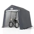 GARTOO 8x8 gray steel-frame storage shelter shed with waterproof tarp cover