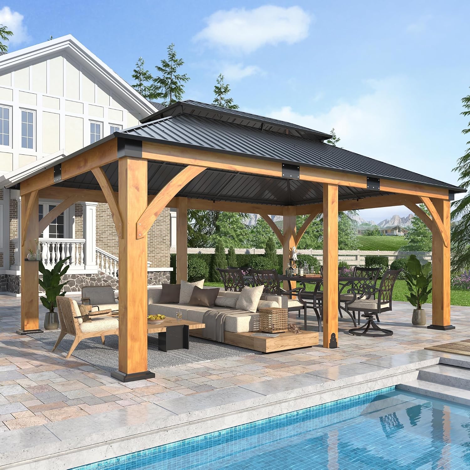 GARTOO outdoor gazebo on a backyard patio